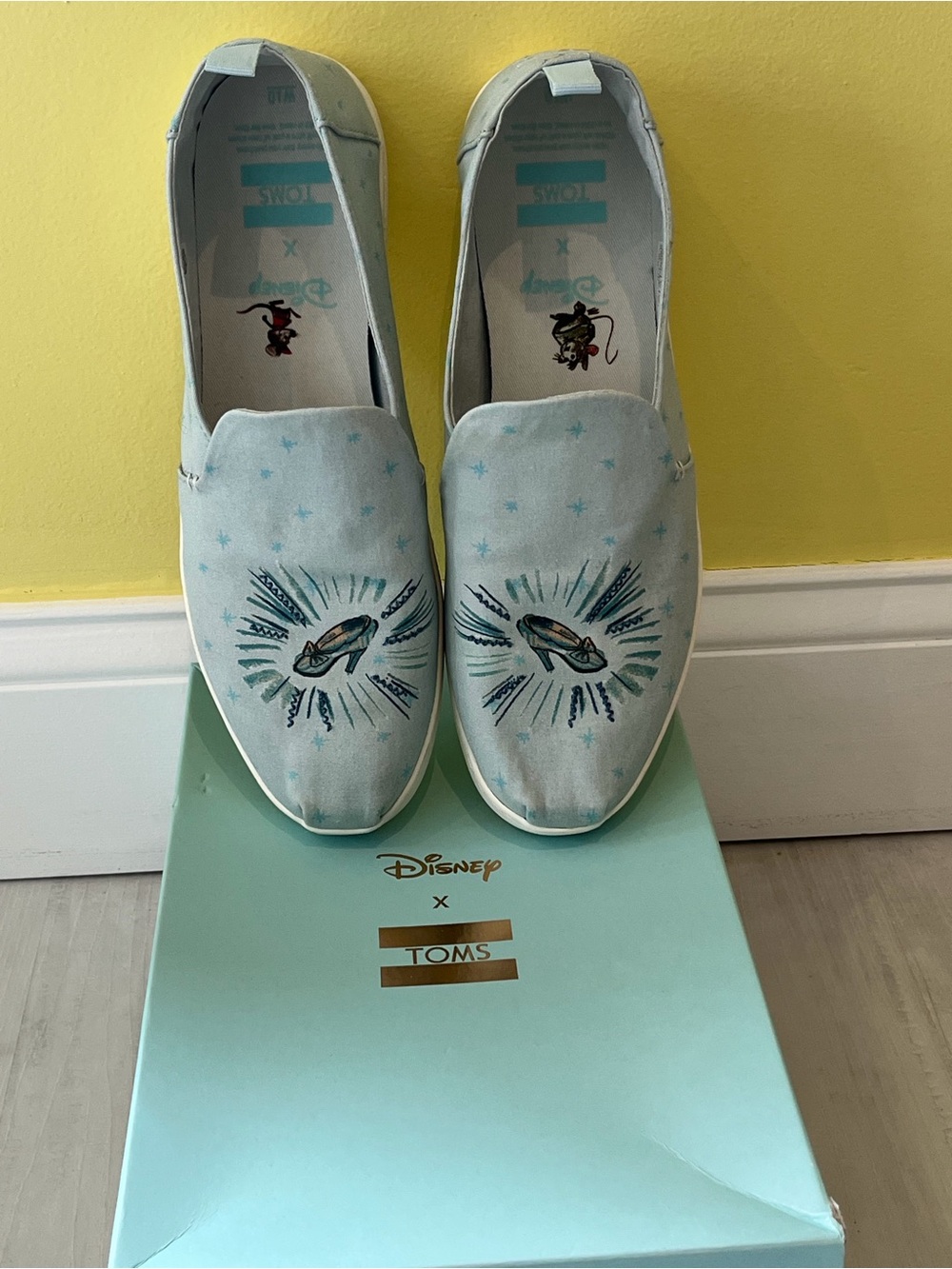 Women's Light Blue Cinderella Toms Slip-Ons